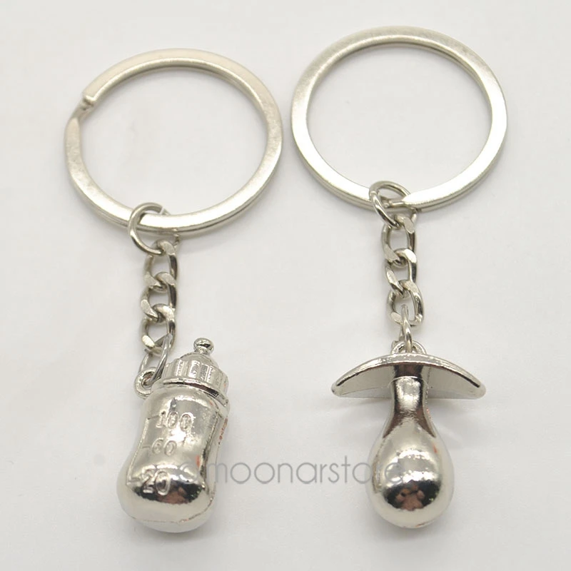 

Creatively Design Pacifiers Baby Feeding Bottles Keychain Lover's Keychain Lovely Couple Decoration Chain Rings