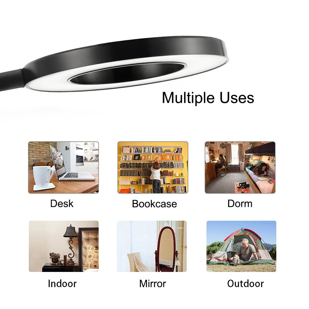 Универсальный кольцевой светильник для селфи с гибким держателем для мобильного телефона, настольная лампа с ленивым кронштейном, светодиодный светильник для офиса, кухни
