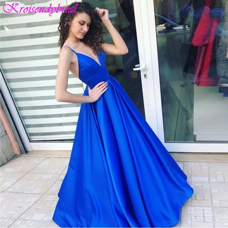 

SQM045 Custom Made Beautiful A Line Evening Dresses Simple Dresses Prom Robe De Soiree longue 2019 China Alibaba V-Neck