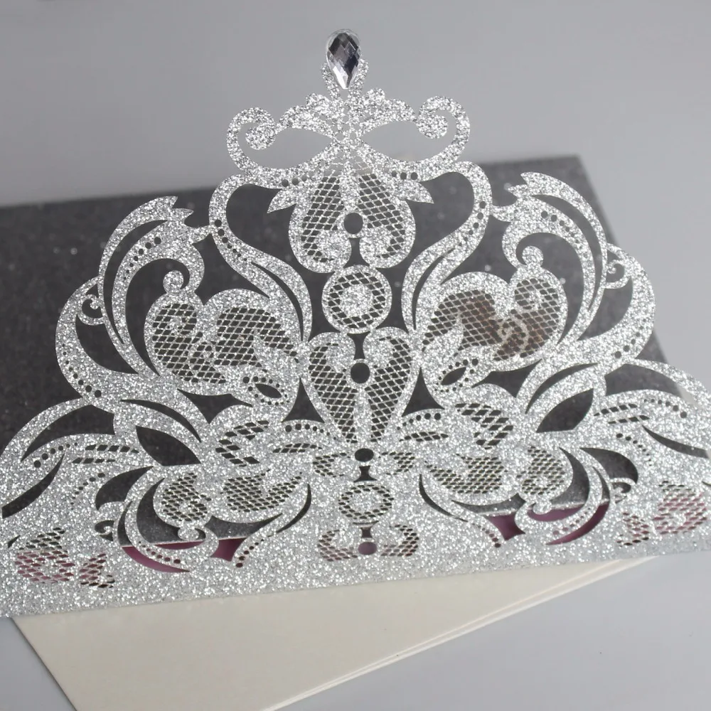 Silver Wedding  Invitation Set Elegant Wedding Invite Personalized Invitation Cards