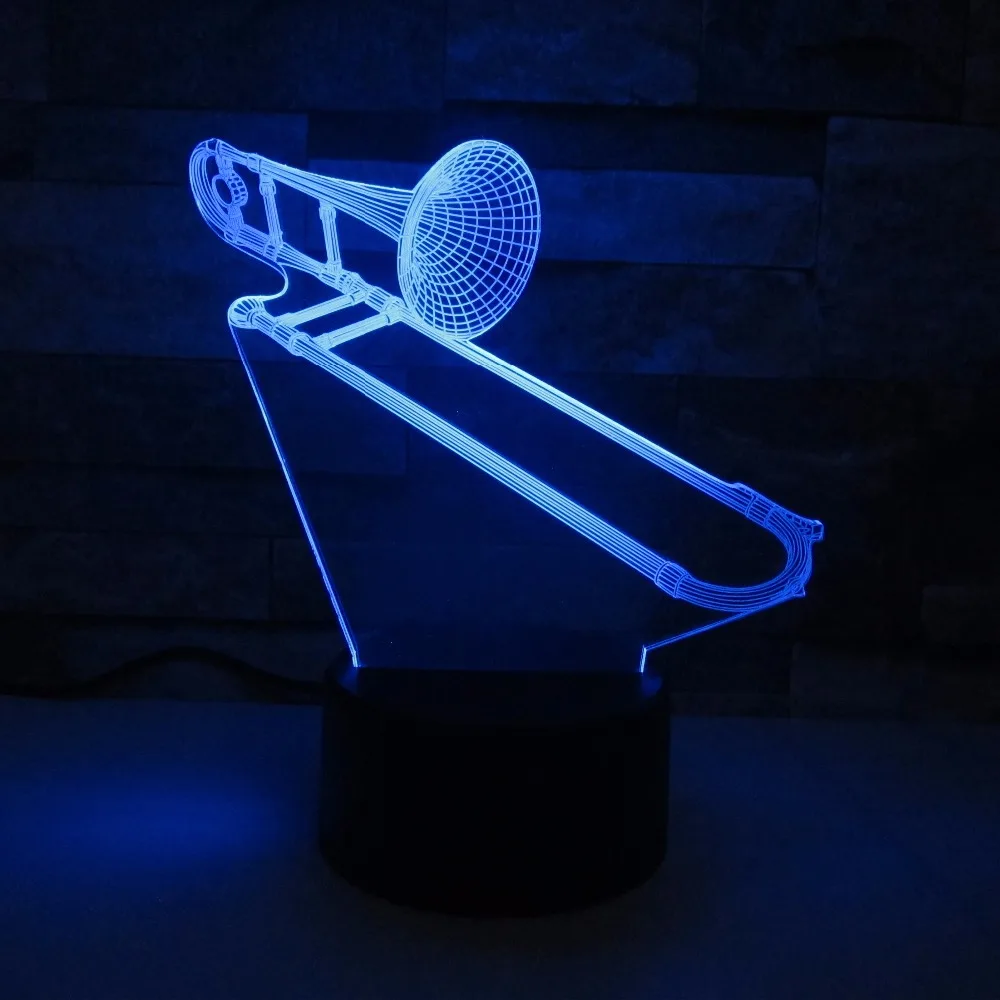 Us 12 1 32 Off Trombone 3d Lamp Led Nith Light 7 Color Change Sensor Musical Instruments Desk Lamp Indoor Home Room Decoration Best Child Gift In