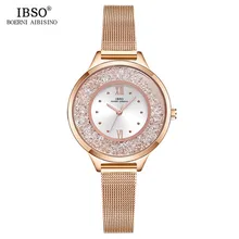 IBSO Брендовые женские модные часы с сетчатым ремешком, женские часы с бриллиантовым кристаллом, часы из розового золота, Montre Femme S8661L