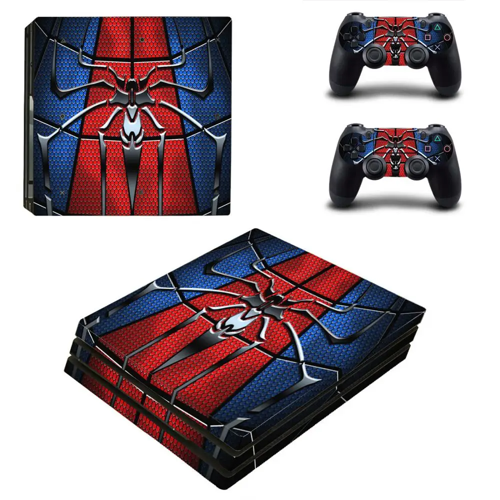 PS4 Pro наклейка на кожу для консоли playstation 4 и 2 контроллера PS4 Pro наклейка на кожу виниловая-Marvel Человек-паук