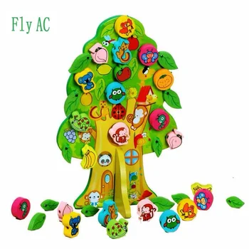 

3D DIY Colourful Wooden Toy Animal Fruit Tree House Stringing Beads Baby Birthday Gift Children Favor Educational &Learning Toys