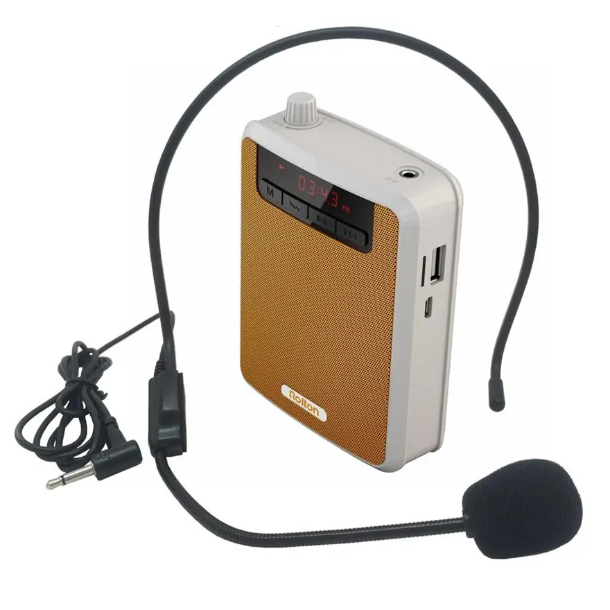 Rolton K300 портативный усилитель звука поясной зажим с FM TF MP3 Powerbank для гидов, учительский микрофон для учителя - Цвет: Yellow