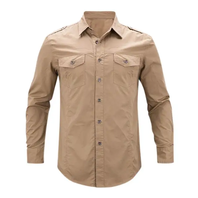 Men's Safari Causal Shirts Plus SIze Male Shirt Simple Casual Slim Fit