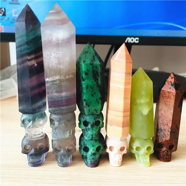 

6 pcs various quartz crystal obelisk skull reiki healing chakras natural stone and mineral Christmas gifts