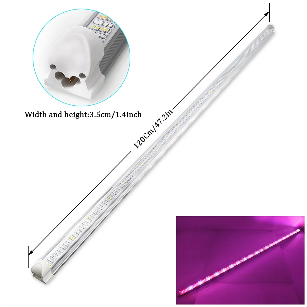 20pcs/lot 120cm T8 Tube LED Grow Lights Bar Full Spectrum Plant Phyto Lamp for Cultivation Hydroponics Vegs Seedlings Greenhouse