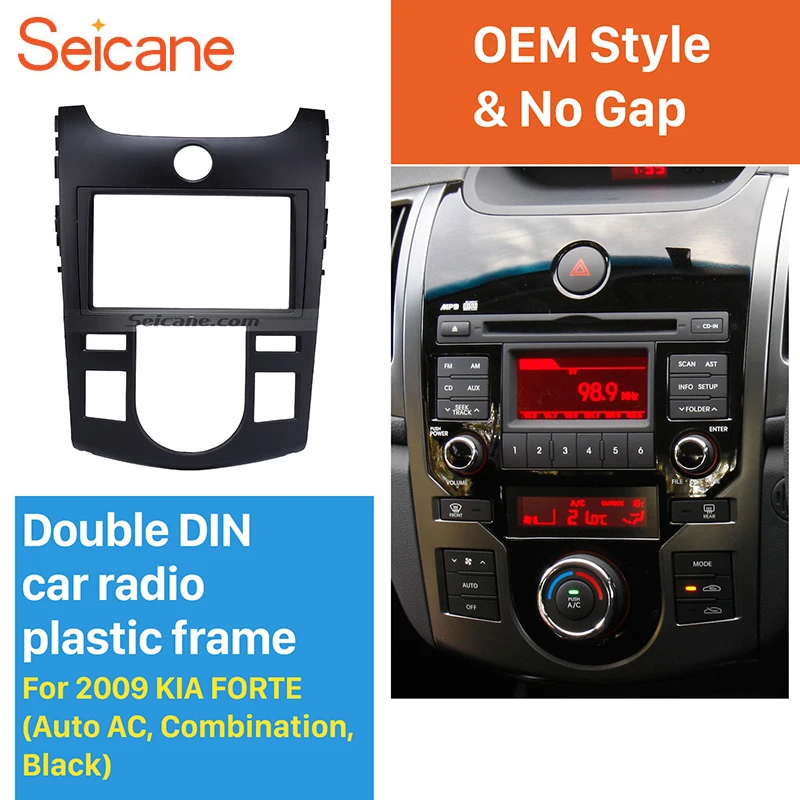 

Seicane Black Combination 2Din Car Radio Fascia for 2008 2009 2010-2012 KIA FORTE Auto AC Audio Frame CD Trim Stereo Install