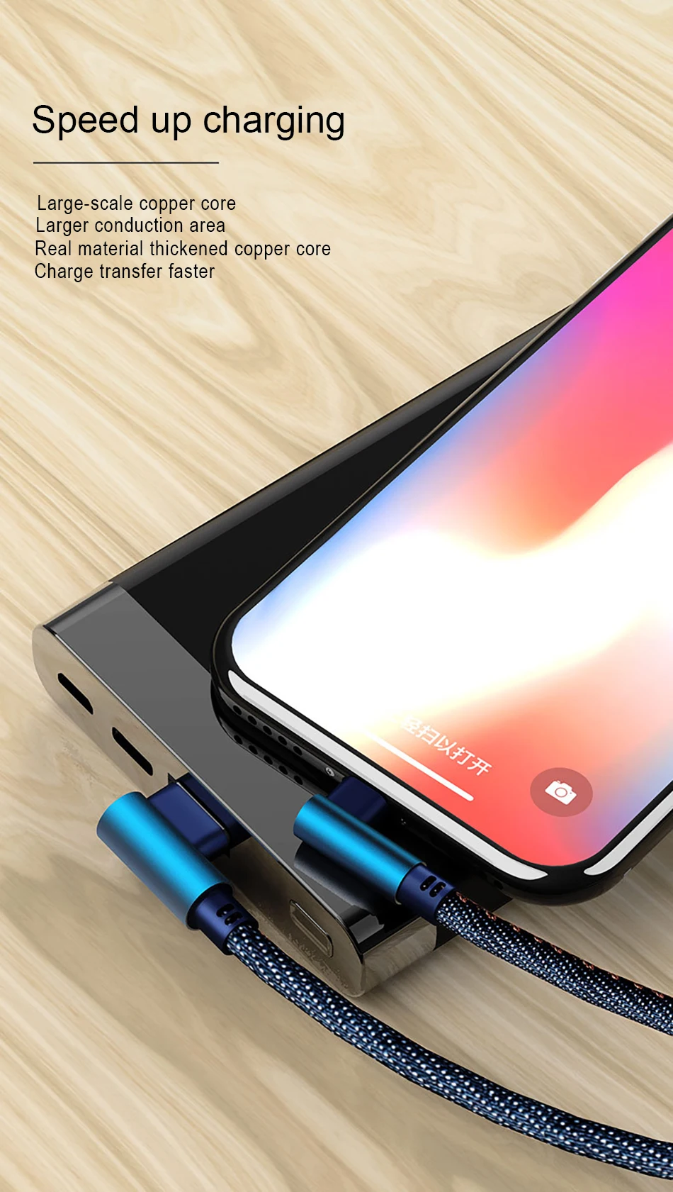 NOHON 90 Degree Fast Charging Data Cable Lighting For iphone XS MAX X XS XR 8 7 6S 6 5S 5C 5 Plus Phone Long Charger Cord 1M 2M (9)