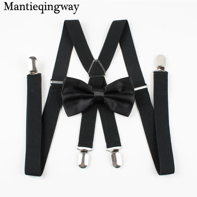 

Mantieqingway Classic Solid Color Suspenders Bow Tie Set Candy Color Polyester Wedding Bowtie Suspenders Women Men Elastic Brace