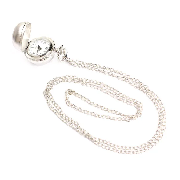 Подарок на день рождения белый ожерелье карманные часы ретро сплава кварцевые часы мини-мяч форма ремень-цепочка блок часы для подруги LL
