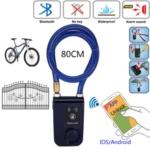 RAYKUBE serratura elettrica intelligente con APP per telefono Bluetooth serratura antifurto impermeabile 110dB cavo di allarme per porta e bicicletta