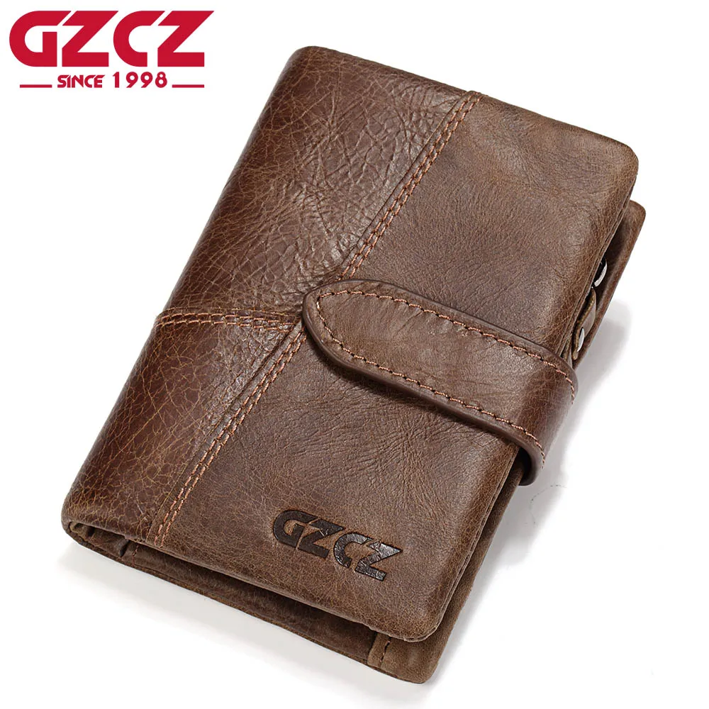 GZCZ натуральная кожа ретро мужские кошельки Высокое качество известный бренд Hasp дизайн мужской кошелек держатель для карт для мужчин кошелек Carteira