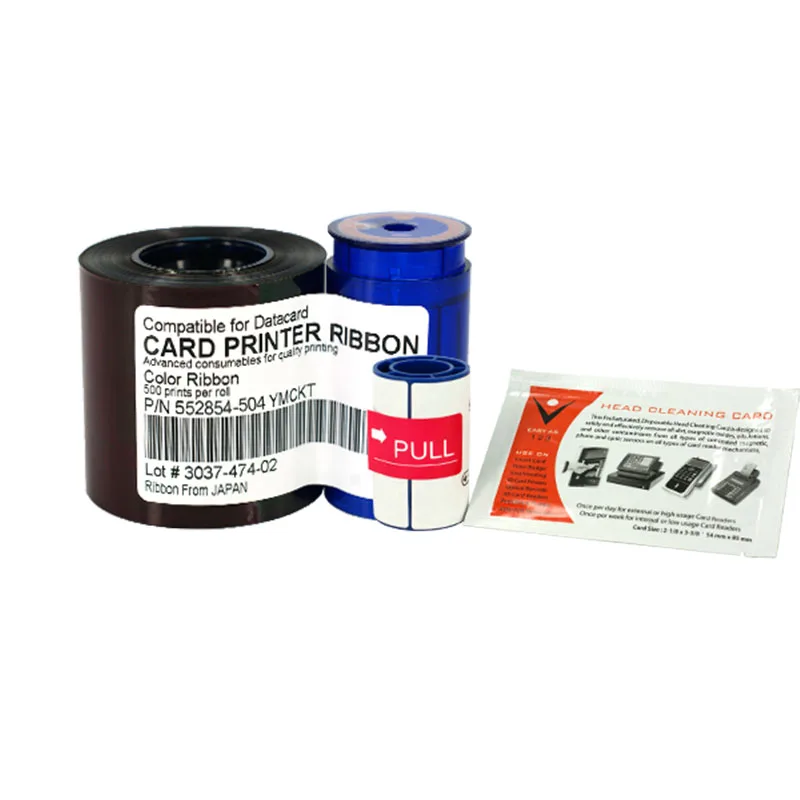 552854-504 YMCKT Ribbon 500prints/roll With Cleaning Wheel&ampCleaning Card For Datacard SP35 SP55 SP75 Printer | Компьютеры и офис
