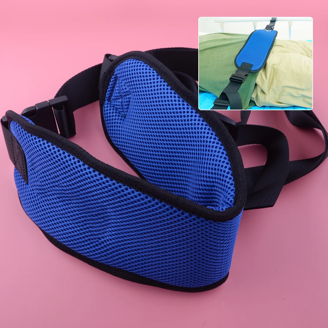 

Blue Non-slip Thickening Wheelchair Seat Safety Padded Belt Bed Guardrail Strap With Quick-Release Buckle