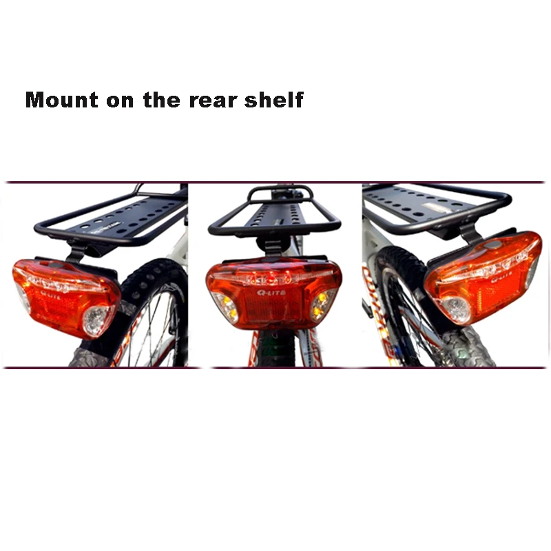 Best Q-LITE Bicycle Carrier Shelf Rear Lights Bike Tail Light Wireless Control Turning LED Light at Night Warning Safety Bike Lights 8