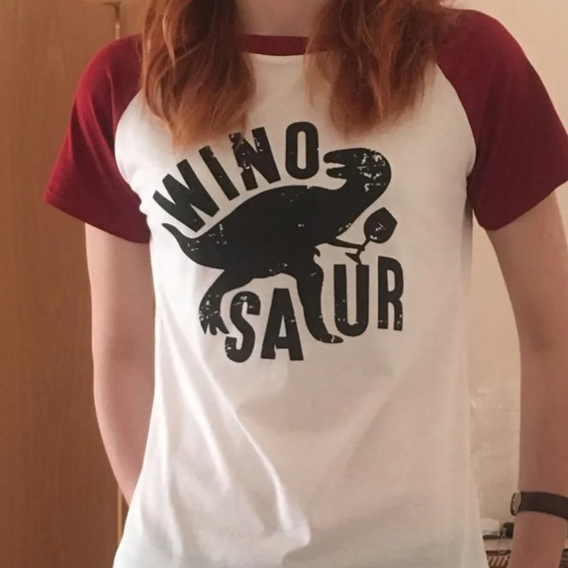  T-Shirts Women Short Sleeve Raglan Winosaur Dinosaur Print O-Neck Female Tops Summer Fashion Casual