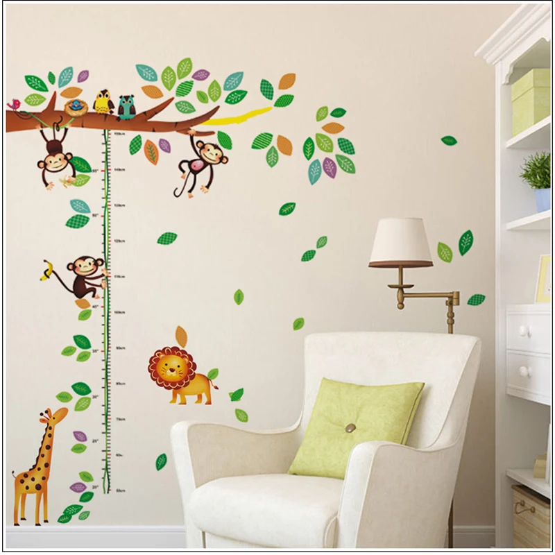 cartoon giraffe monkey trees height wall sticker baby room children bedroom wall stickers home decor wall art sticker - Monkey Bedroom Decor cartoon giraffe monkey trees height wall sticker baby room children bedroom wall stickers home decor wall art sticker - Monkey Bedroom Decor