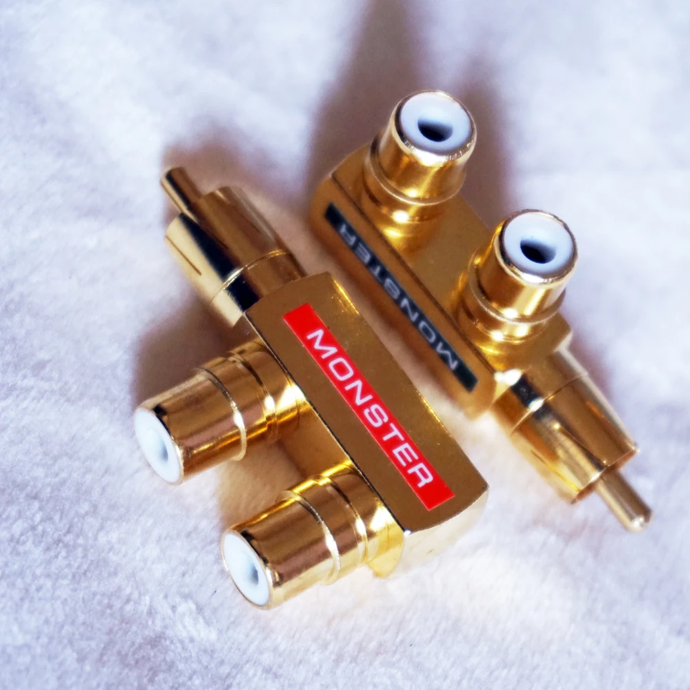 

Gold Plated AV Audio Splitter Plug RCA Adapter 1 Male to 2 Female F connector