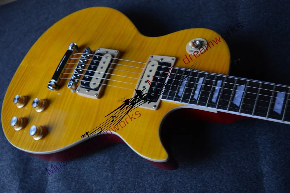 firehawk ОЕМ магазине оптом на заказ магазин 1959 R9 тигр пламя тепловой электрической гитары стандартный LP 59 электрическая гитара желтый