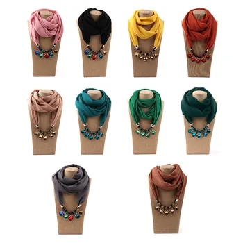 

Scarf Women Scarves Decorative Fashion Head Wrap Pendant Beaded Chain Muslim Chiffon Hijab