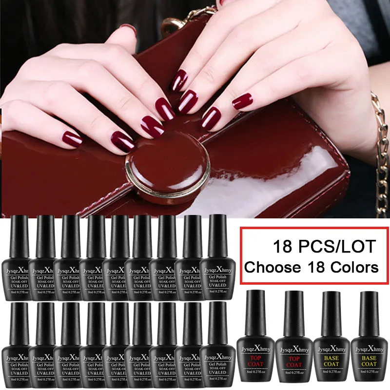 

18 Pcs/LOT Color Gel UV Nail Polish Set for Nail Art Kit Nails Gel Varnish Design Manicure Set Kit Hybrid Gel nail polish set