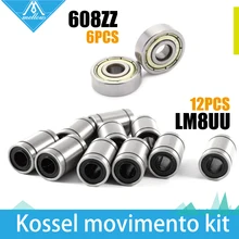 Free shipping! 12 x LM8UU 8mm linear ball bearing & 6 x 608ZZ ball bearing Kit for Kossel Reprap Rostock Mini Delta 3D Printer
