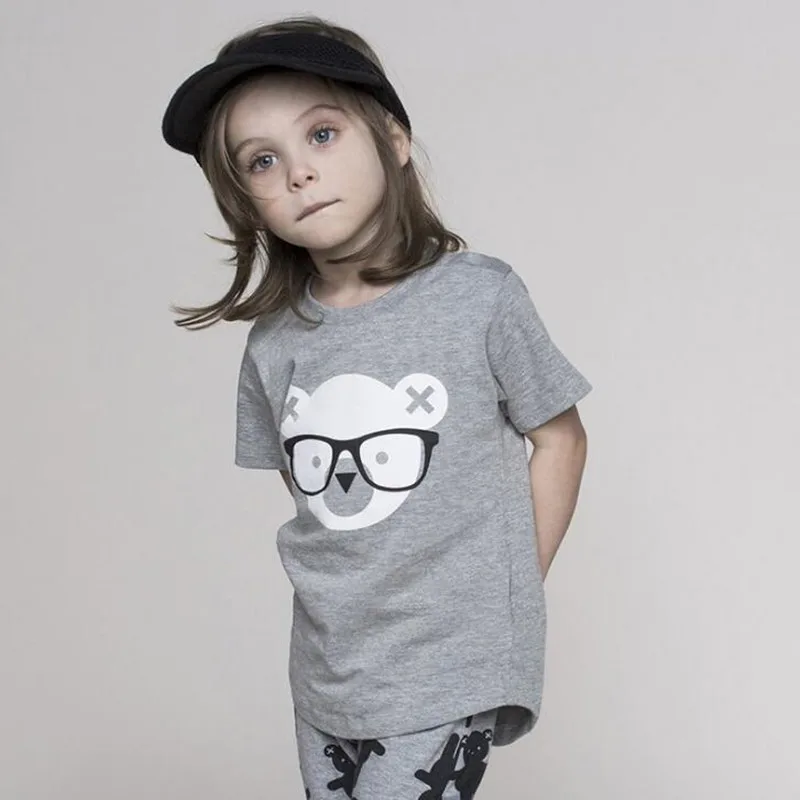 

Little maven kids brand clothes 2017 summer baby girls clothes bear print t shirt Cotton brand tee tops 50767