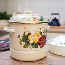 Бытовая двухслойная Пароварка, большая емкость, суповый фарфор, эмалированный тушеный горшок, кастрюля, электромагнитная духовка, газ, общий