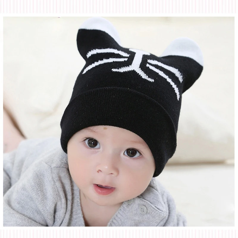 Baby Cat Hats Crochet Caps Cute Knit Headgear Infant Hat Wool