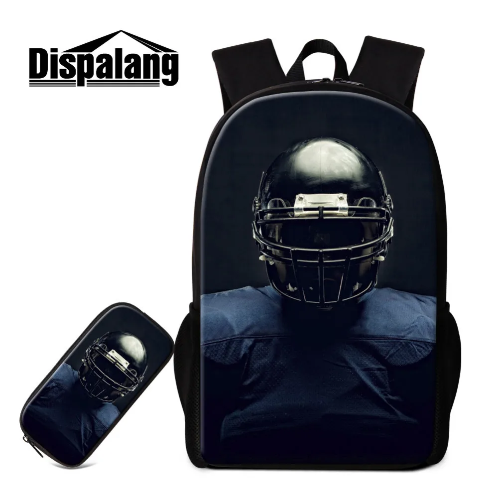 Dispalang 2 Pcsset School Backpack Lightweight School Bags with Pencil Bag Athlete Football Print Shoulder Book Bag Pencil Case