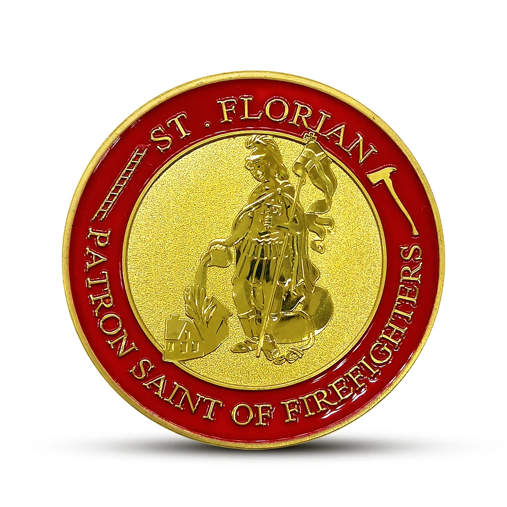 

ST.Florian Firefighters Patron Prayer Souvenir Coins Badge Challenge Coin United States Gifts Collectible Crafts