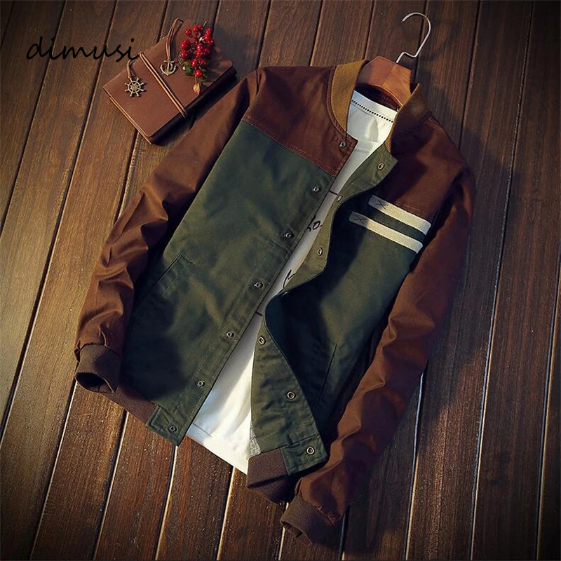 Günstige DIMUSI Frühling Herbst herren Bomber Jacken Casual Männlichen Outwear Windjacke Stehen Kragen Jacke Herren Baseball Dünne Mäntel 5XL, YA810