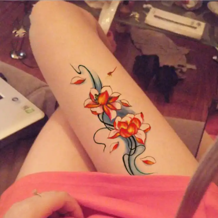 Tatuaje Temporal A Prueba De Agua Pegatina Flor Loto Mandala