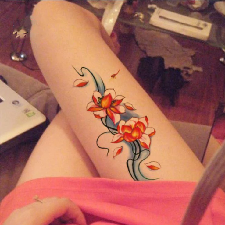 Водостойкая временная татуировка наклейка цветок Мандала Лотос поддельные тату-татуировки флеш-тату рука ноги для женщин и девочек