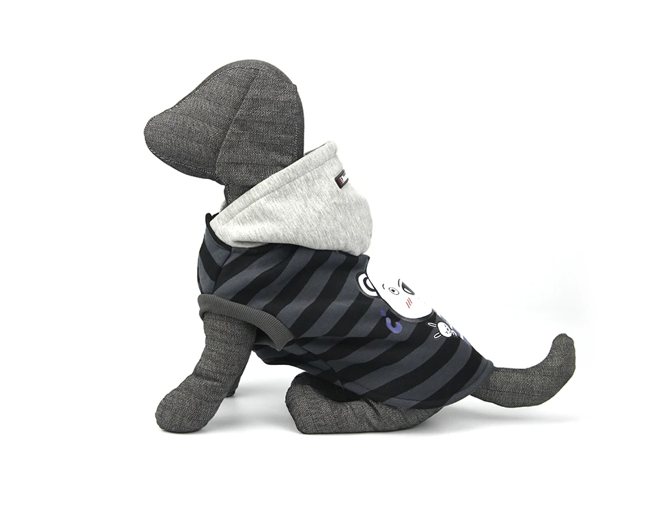 2018 Pet Dog Coat Jacket Autumn&Winter Dog Clothes For Small Medium Dogs Thick Cotton Coat Black Striped Bear Pattern Hoodie XXL 308