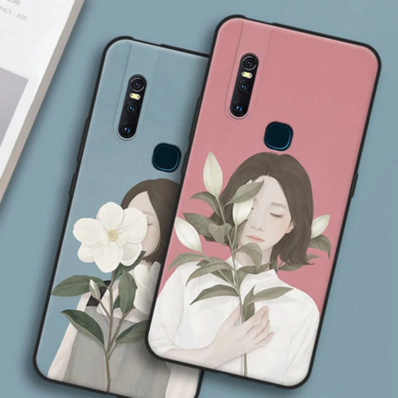 Чехол для vivo V15 роскошный мягкий ТПУ чехол с цветочным рисунком V 15 V1831T задняя
