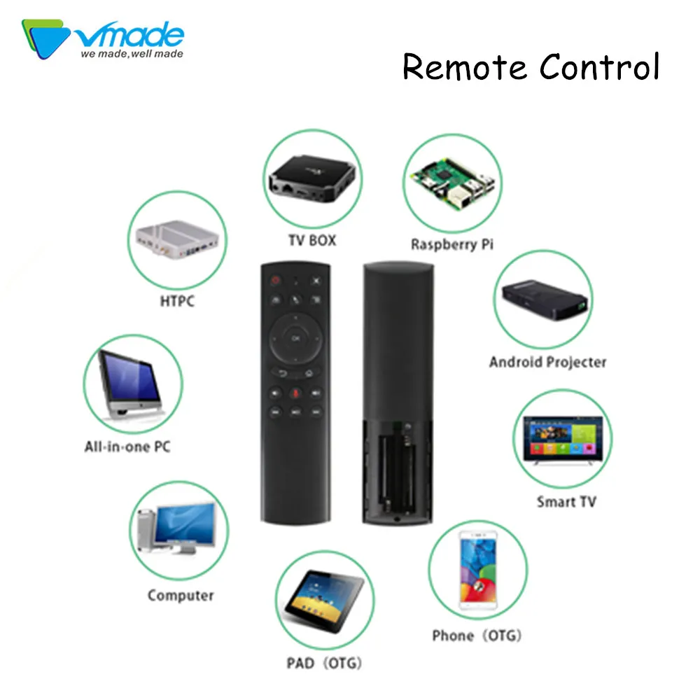 

Vmade IR TV remote control Use voice air mouse click microphone button 2.4G wireless Remote Control For HTPC/Android Projector
