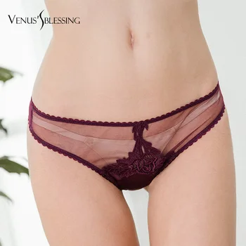 

Soft Breathable Sexy Women G-string Thongs Lace Floral Sheer Low Waist Underwear Soft Lingerie Briefs Seamless Panties