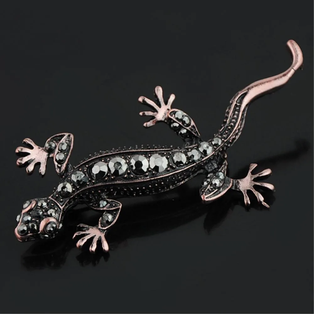 

Fashion Brooch Copper Tone Metal Alloy Gecko Lizard Animal Brooch Pin ES0532