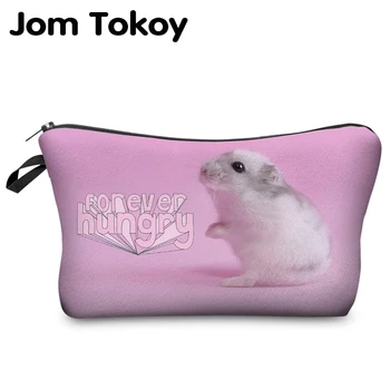 

Jom Tokoy cosmetic organizer bag make up Cute mouse 3D printing Cosmetic Bag Fashion Women Brand makeup bag