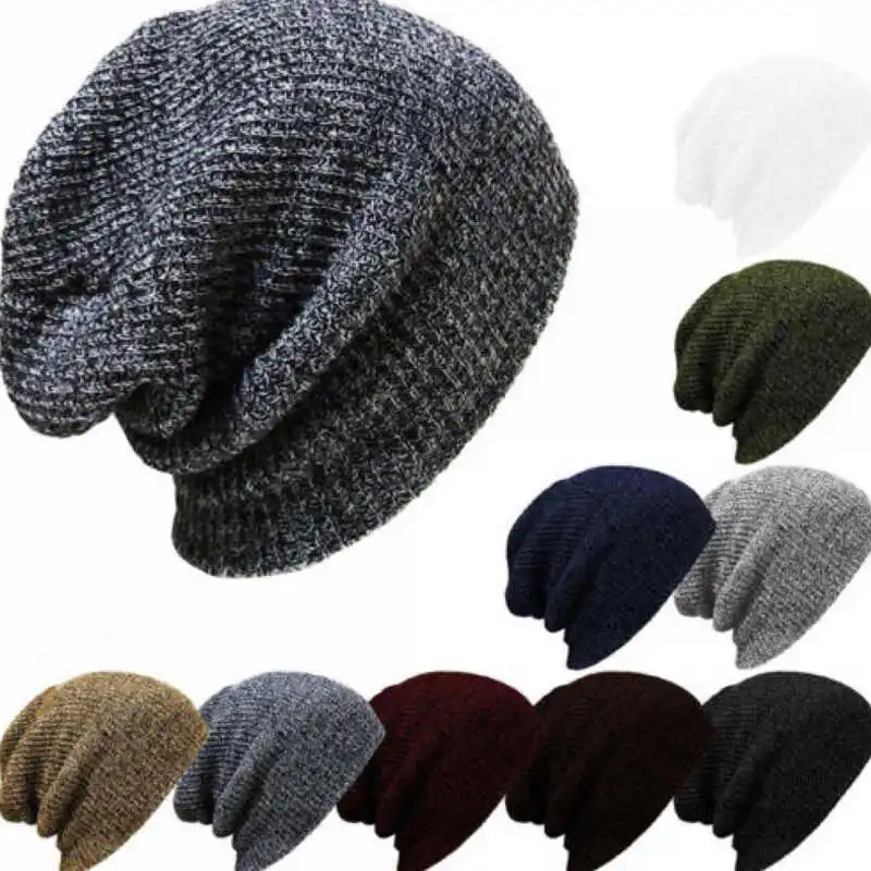 Unisex Men Women Knit Baggy Beanie Winter Hat Ski Slouchy Chic Knitted Cap Skull