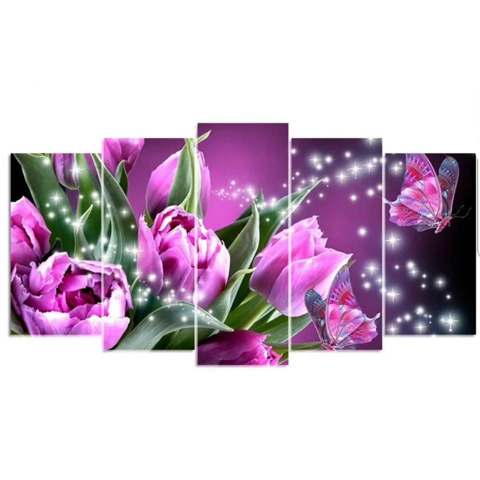 

5D DIY Diamond Painting Rose & Butterfly Multi-picture Combination Mosaic Full Round Drill Diamond Painting Home Decor