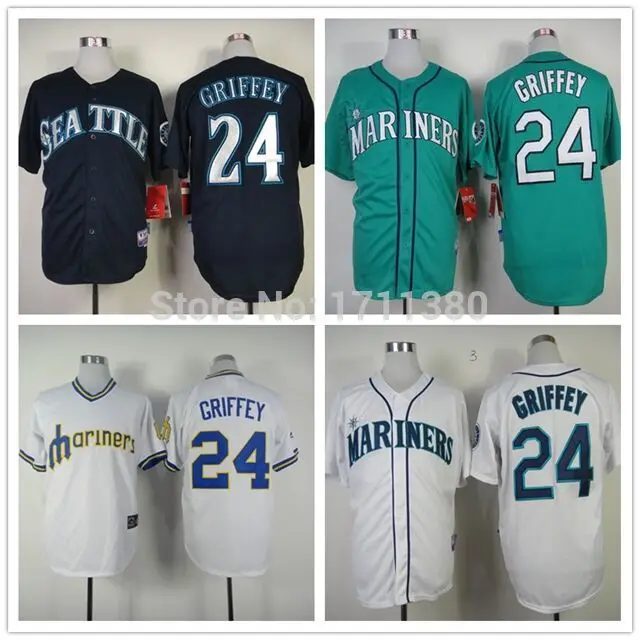 Ken Griffey Jr. #24 Seattle Mariners Cream Alternate Team Flex Base Jersey  - Cheap MLB Baseball Jerseys