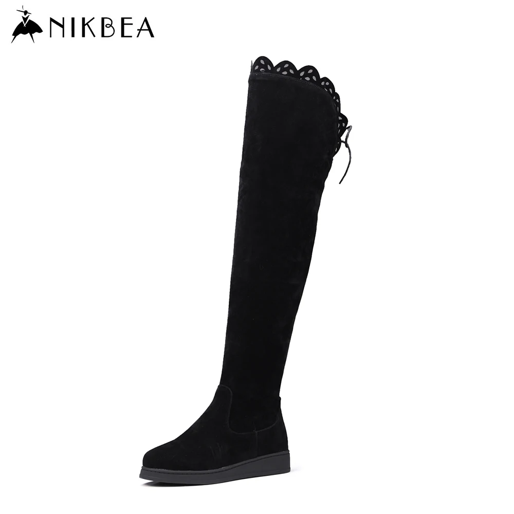 long suede flat boots