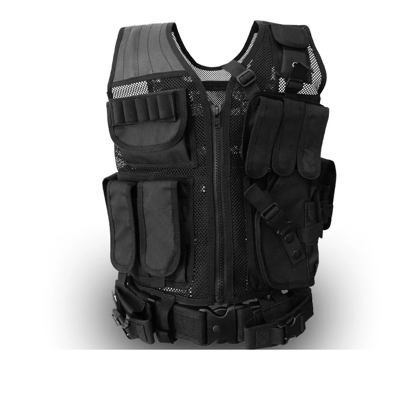 Multi functional tactical vest summer ventilation network black combat ...