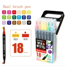 18 цветов с двойной головкой художника растворимый цветной эскиз маркер набор кистей и ручек для рисования дизайн краски искусство маркеры ручки поставки