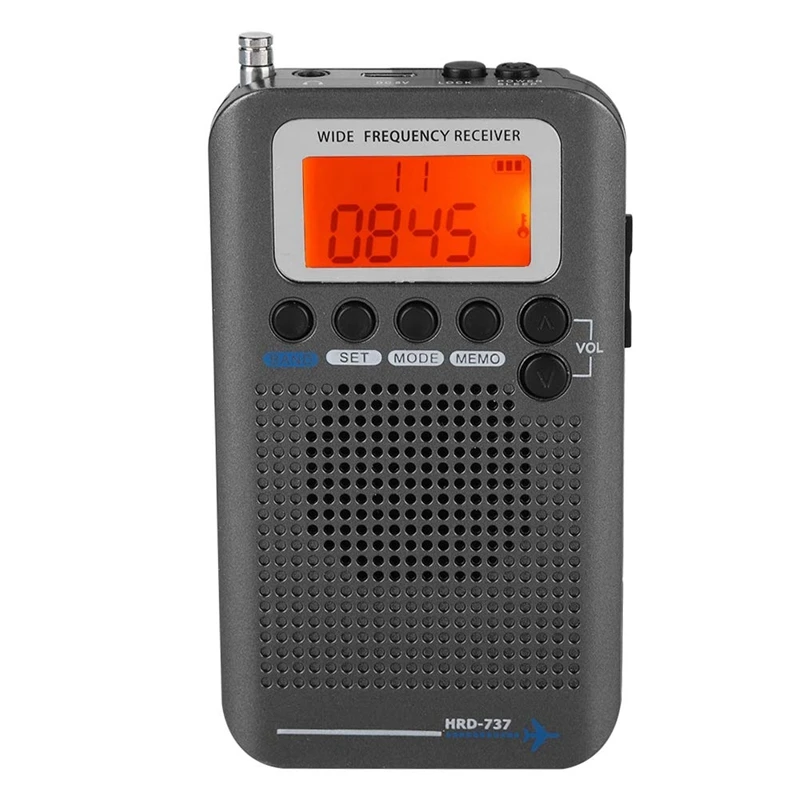

Portable Aircraft Radio Receiver,Full Band Radio Receiver - AIR/FM/AM/CB/SW/VHF,LCD Display With Backlight,Chip Has A Powerful