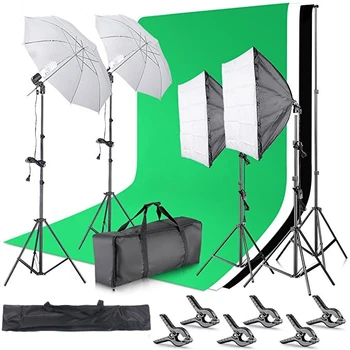 

2.6M x 3M/8.5ft 10ft Background Support System and 800W 5500K Umbrellas Softbo Continuous Lighting Kit